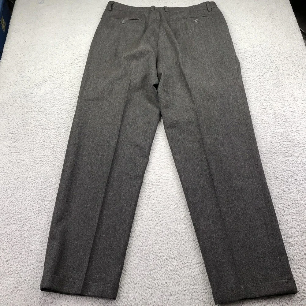 Vintage Banana Republic Pants Mens 40x30 Gray Wool Dress Pleated Cuffed Italy